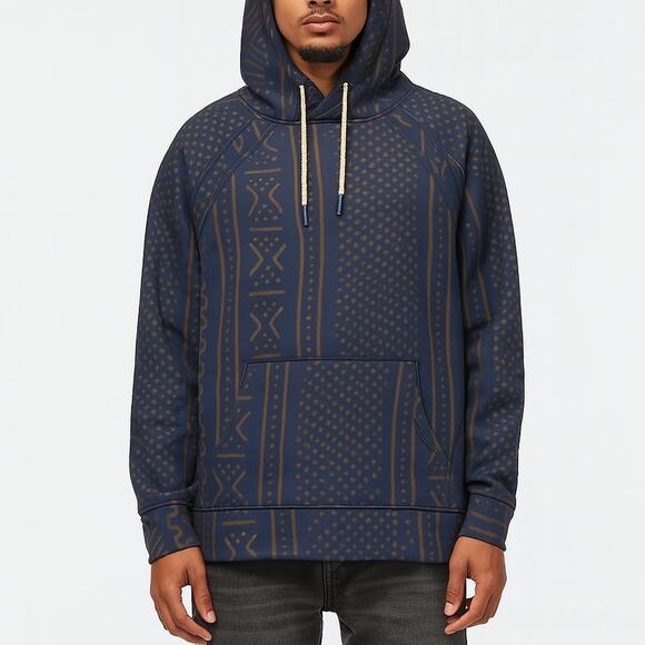 Burton Women's Crown Pulllover Hoodie Navy and Brown Geometric Sweatshirt - Picture 1 of 6